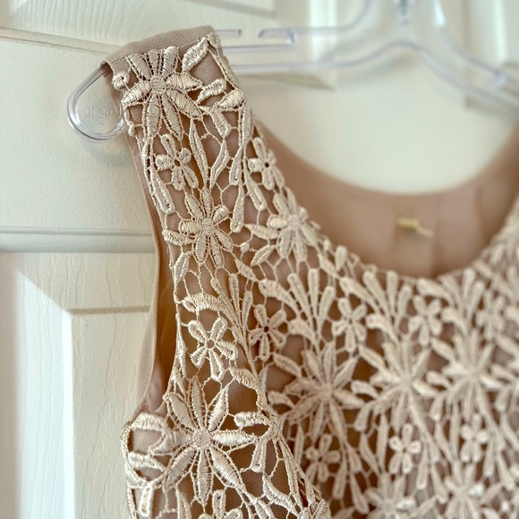 SOLD Embroidered Lace Overlay Chiffon Sleeveless Blouse Size 8P - Picture 3 of 11